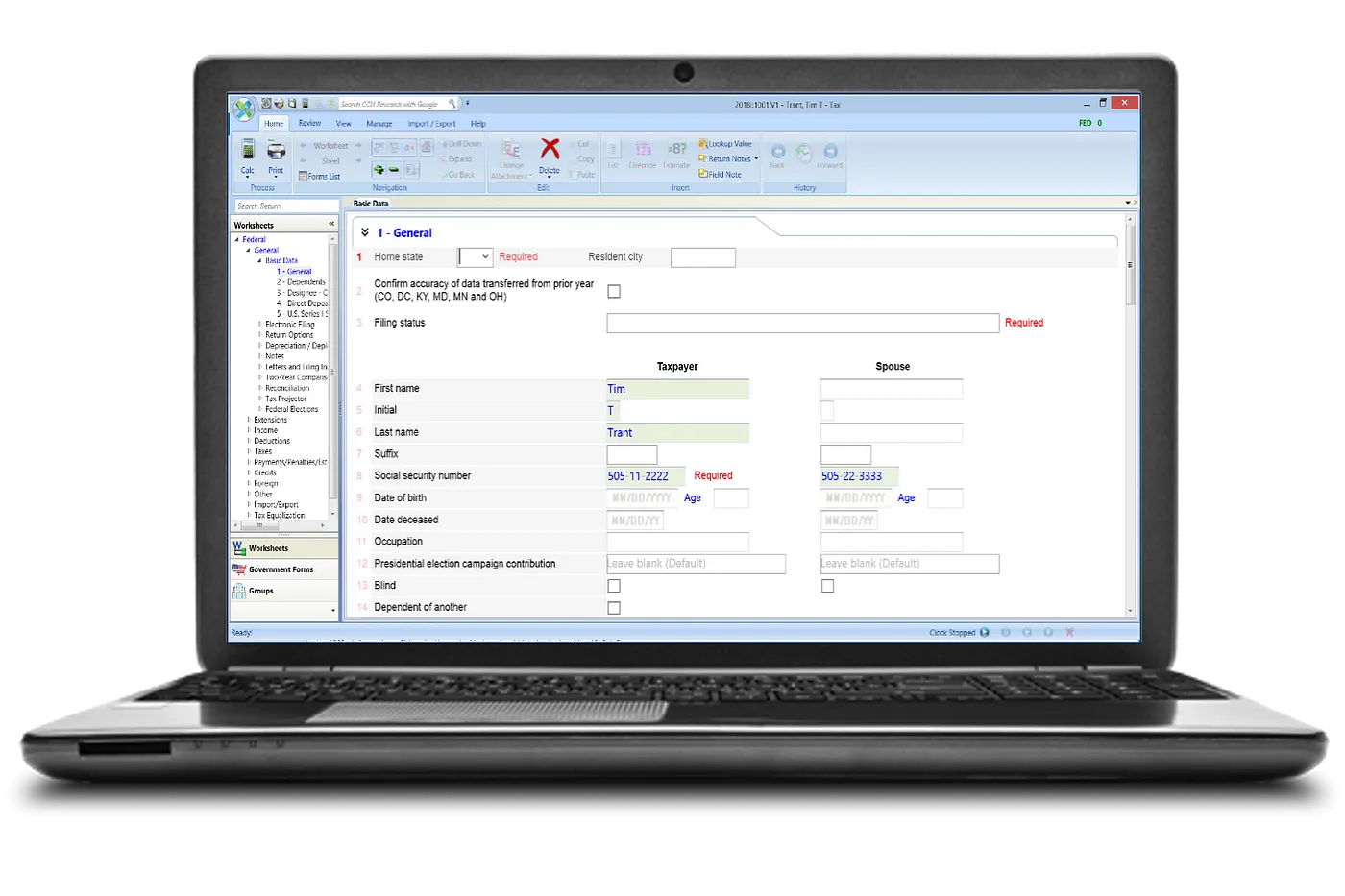 CCH Access interface shown on a laptop computer