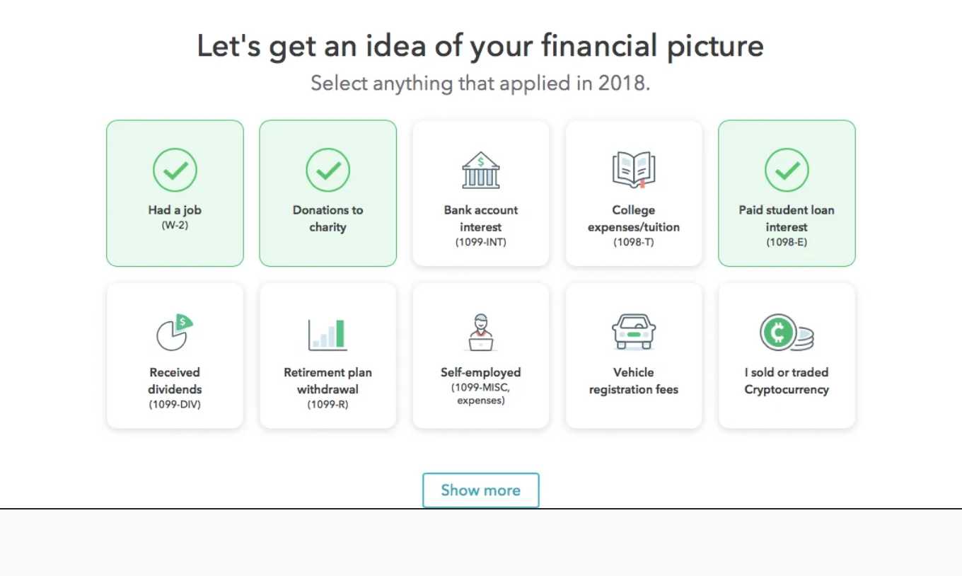 Modern TurboTax Interface